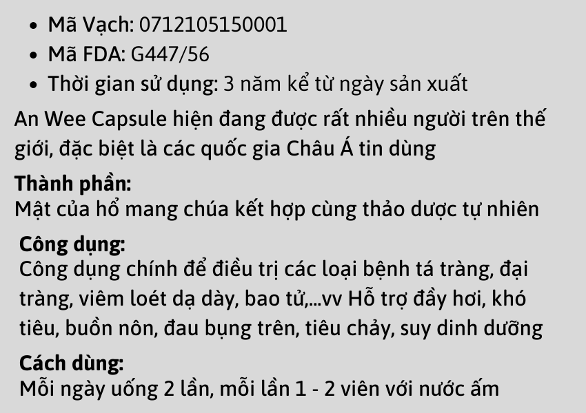 Thuốc rắn Thái Lan An Wee Capsule